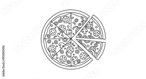 Delicious Pepperoni Pizza Slice Cut Out Top View.