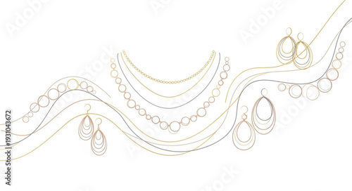 Elegant Swirling Jewelry Design with Gemstones and Pearls.