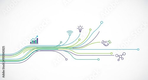 Digital Network Connections and Data Flow.
