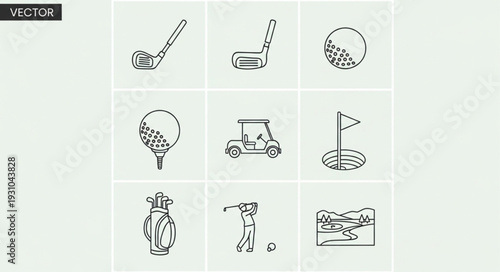 Collection of Golf Icons and Symbols Vector Art.