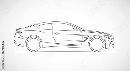 Modern Sports Car Outline Drawing Blueprint Style.