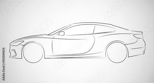Modern Sports Car Outline Drawing Simple Clean Design.