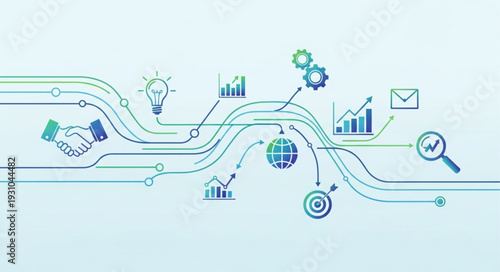Business growth strategy and success flowchart.