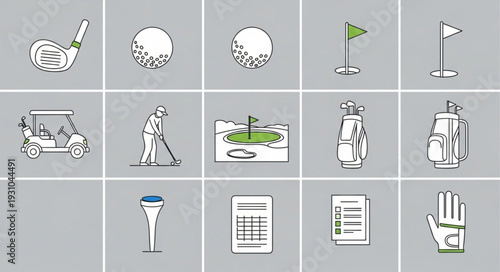 Collection of Golf Icons and Illustrations.