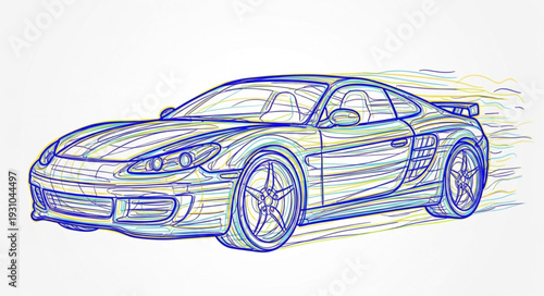 Sleek Sports Car Illustration with Motion Blur Effect.