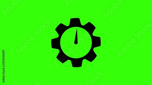 Gear with Clock Pointer on Green Background Technology Concept gear clock pointer settings configuration