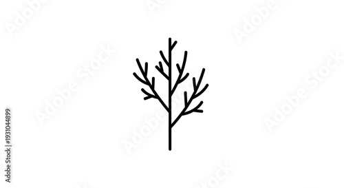 Minimalist Bare Tree Branch Icon, Simple Outline Nature Symbol