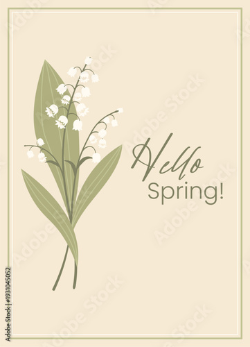 Tulip Flower Standing Line Art Hello Spring