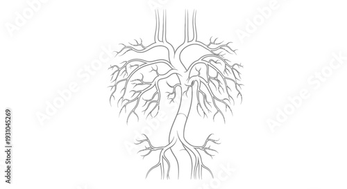 Abstract Tree Roots and Branches Illustration