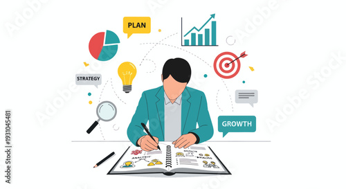 Businessman Planning with Charts and Graphs.