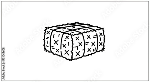 Hand Drawn Hay Bale Icon Vector Illustration