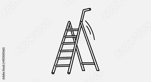 Hand-drawn illustration of a folding ladder with a wobbly top step, symbolizing instability or risk.