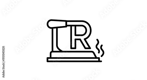 Hot Foil Stamping Machine Icon, Letterpress Printing Press, Embossing Tool