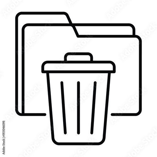 Delete File and Recycle Bin Folder Icon for Digital Data Management and Document Removal