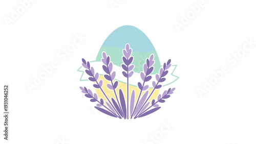 Purple Lavender Flowers Illustration Design Element.