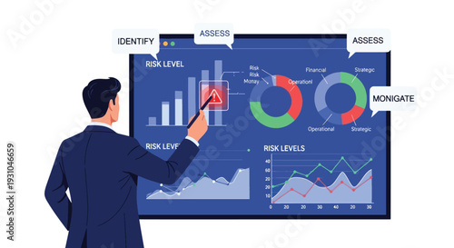 Man Analyzing Data on Interactive Screen.