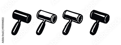 Collection of black and white industrial mallets or soft hammers vector icons