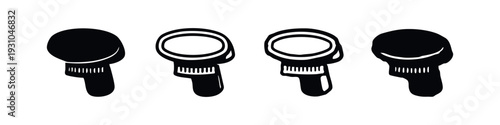 Black and white set of compact personal grooming brushes and mirrors vector icons