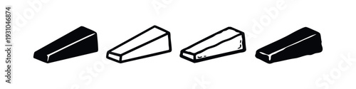 Hand-drawn set of isometric wedge icons resembling cake slices or cheese blocks on a white background.
