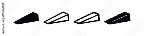 Hand-drawn set of simple triangular food wedge icons in black and white on a white background.
