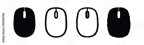 Simple Black and White Computer Mouse Icons Set for Web and UI Design