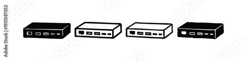Ethernet Switch Hub Icons - Data Networking and IT Equipment Symbols