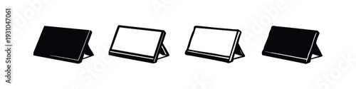 Angled Tablet Kiosk Stand and Digital Frame Vector Icons Set