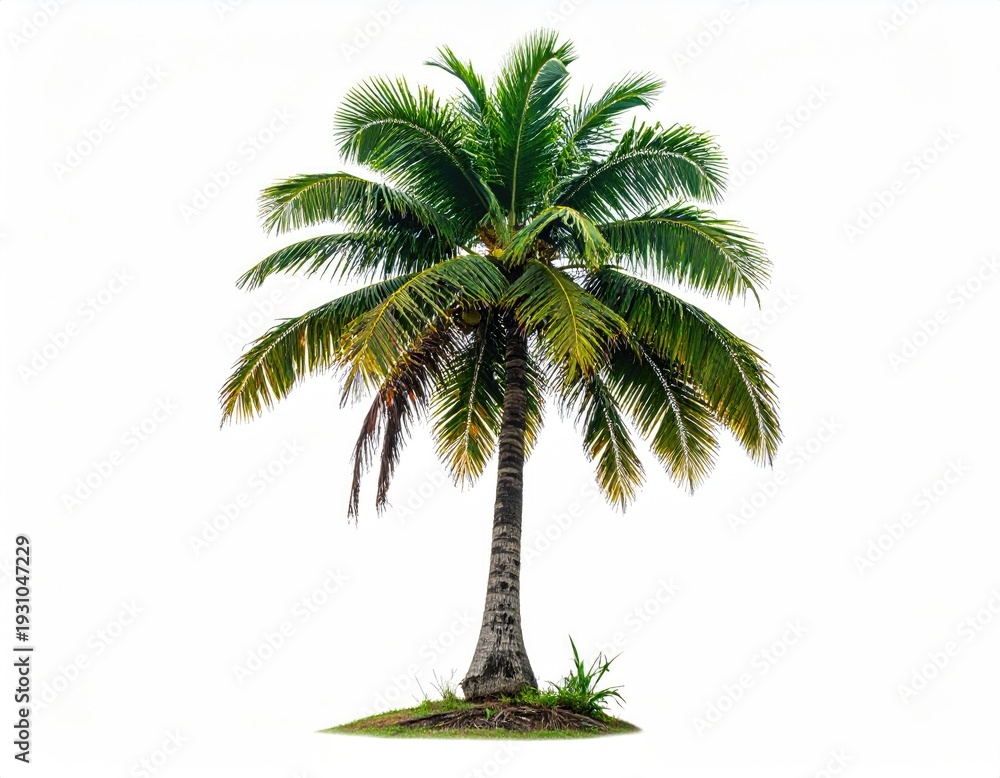 Obraz premium Isolated palm tree with green fronds on white