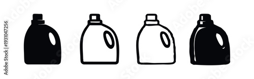 Collection of Laundry Detergent Bottles in Silhouette and Line Art Styles