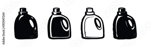 Modern Cleaning Product Bottles with Reflective Detail and Outline Variations