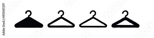 Hand Drawn Hanger Icons Set. Clothing Hanger Doodle Vector Illustrations on White Background.