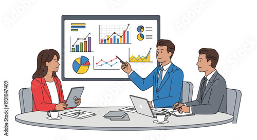 Business Professionals Discussing Graphs and Charts.