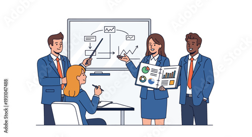 Business Professionals Discussing Project in Meeting Room.