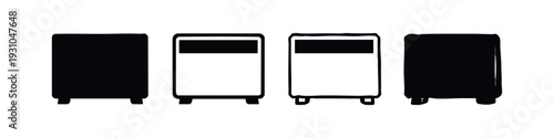 Minimalist Electric Heater Icon Set in Front View