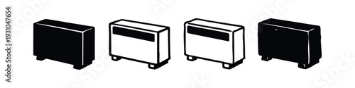 Isometric 3D Minimalist Electric Heater Icon Set