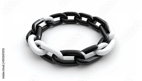 Black & white chain links forming circular design