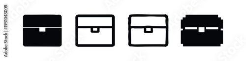 Front View Chest and Box Icons - Vector Collection