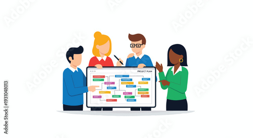 Diverse Team Collaborating on Project Plan.