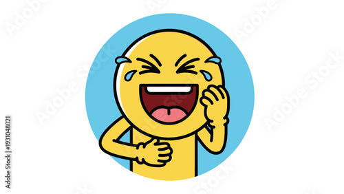 Laughing Cartoon Character with Tears of Joy.