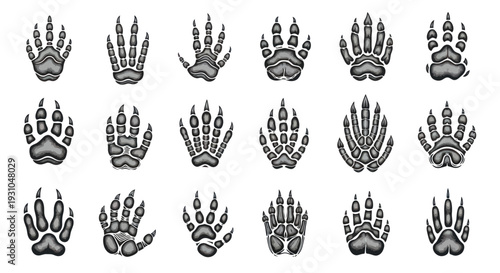 Animal Paw Print Icons Set