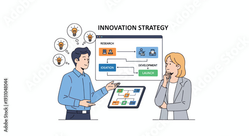 Business People Discussing Innovation Strategy Plan.