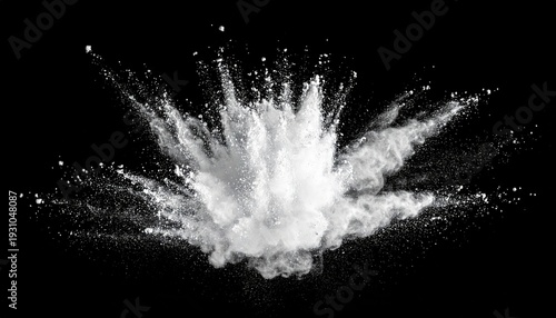 White powder explodes outward, starburst shape, on black