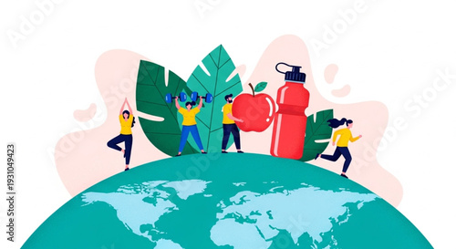 World Health Day Healthy Lifestyle and Wellness Concept - Global Health and Fitness Activities