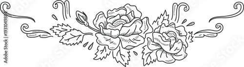 Rose Flourish Divider Vintage Line