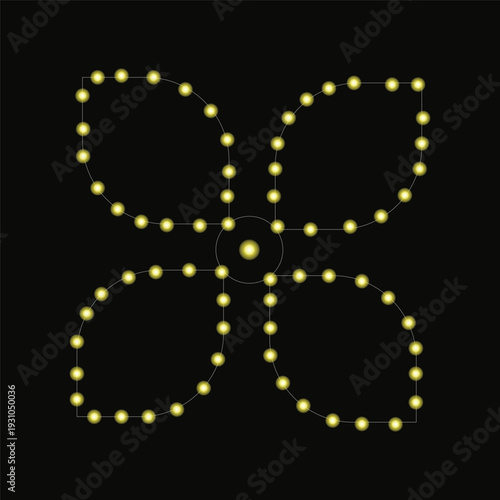 A butterfly shaped string of yellow lights on a black background