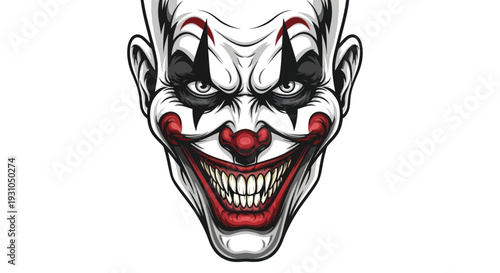 Scary Clown Face Portrait - Horror, Evil, Halloween Character
