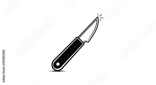 Sharp Knife Blade Icon, Surgical Scalpel, Precision Cutting Tool, Vector Illustration