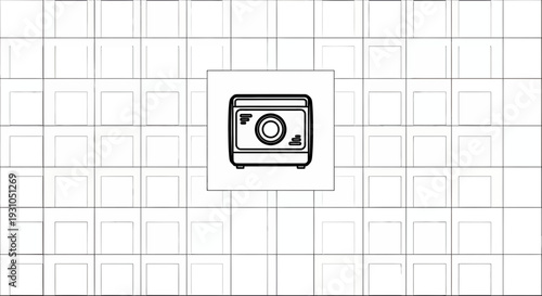 Minimalist Safe Icon, Security and Finance Concept, Line Art, White Background