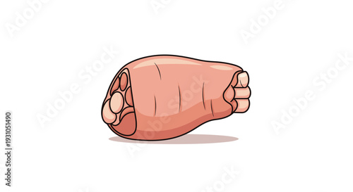 Cartoon Pig Foot with Toes and Hoof, Isolated on White Background