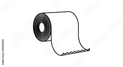 Clean White Toilet Paper Roll Unrolling Isolated on White Background